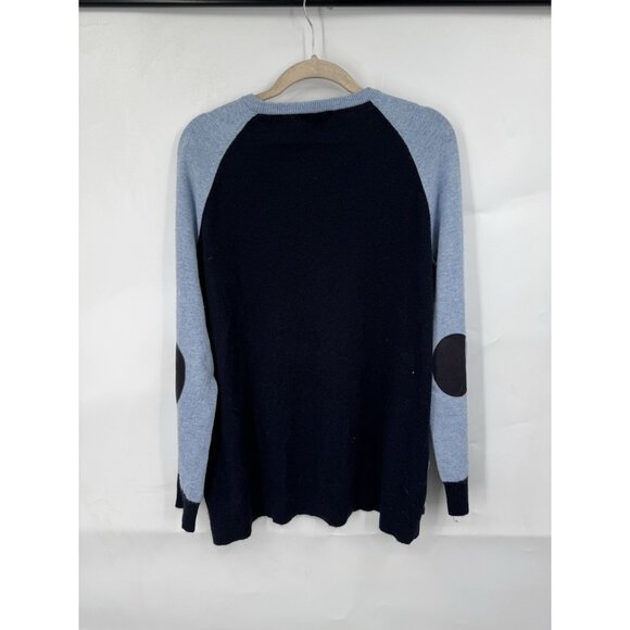 J. Crew Angora Wool Blend Button Side Elbow Patch Sweater Top Women Medium Blue - Picture 3 of 7